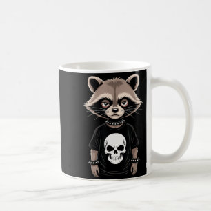 Taza De Café Mapache Emo Oscuro Con Estilo Punk Alternativo De