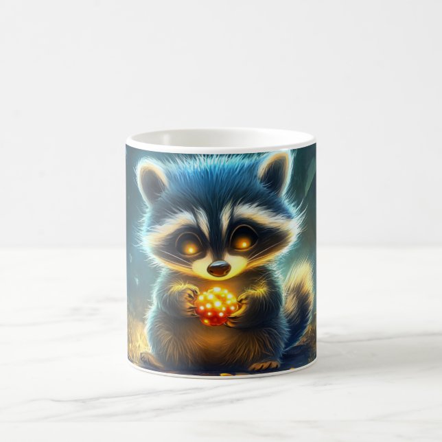 Taza De Café mapache estilizado y lindo (Centro)