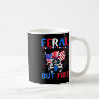 Taza De Café Mapache Feral Pero Libre 4 De Julio Bandera De Est