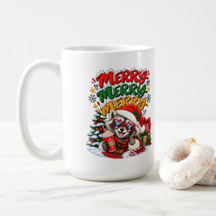 Taza De Café Mapache Festivo Árbol de Navidad Cocoa Caliente Al