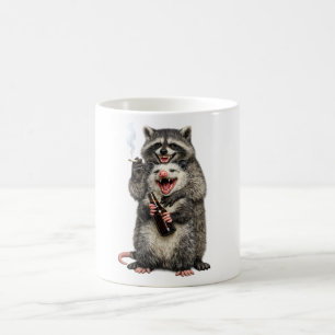 Taza De Café Mapache Fumador, Zarigüeya Cerveza Mejores Amigos