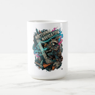 Taza De Café Mapache Navegador Nocturno Manga Larga