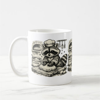 Taza De Café Mapache panadero – Arte vintage de cocina