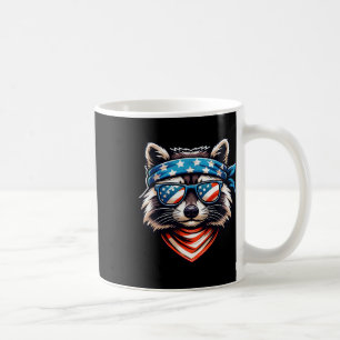 Taza De Café Mapache Patriótico 4 De Julio Bandera Americana Ba