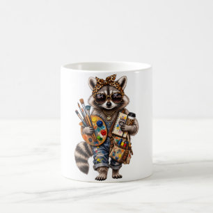 Taza De Café Mapache profesor de arte divertido – Animal artis