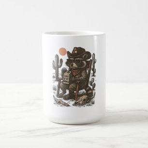 Taza De Café Mapache Vaquero Divertido Occidental 