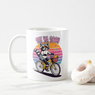Taza De Café Mapache Vintage en Bicicleta Nos Vemos Pronto Atar