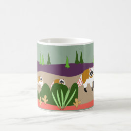 Taza De Café Mapache y bebés en alto bosque del desierto