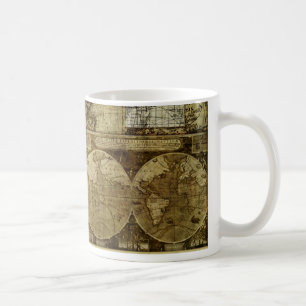Taza De Café Mapas del mundo vintage, antiguos y rústicos