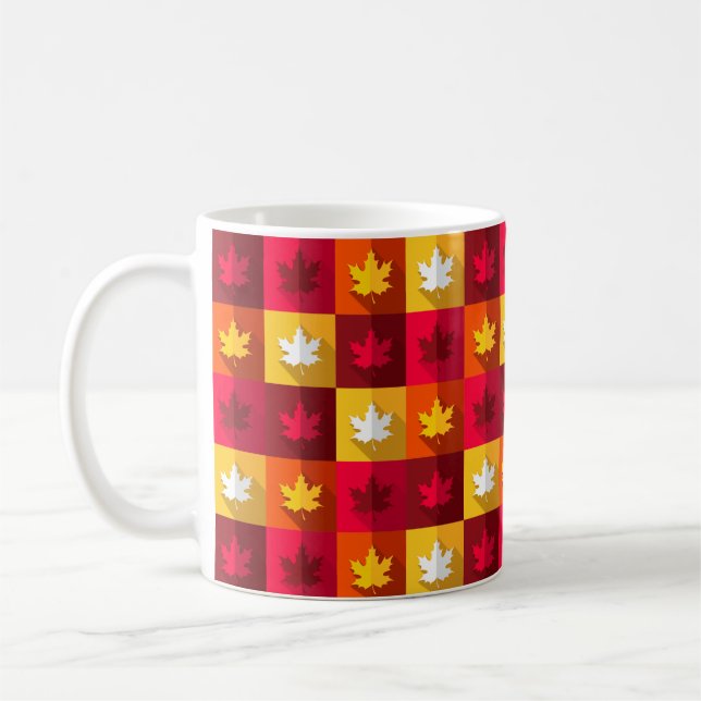 Taza De Café Maple de otoño deja un brillante mosaico (Izquierda)