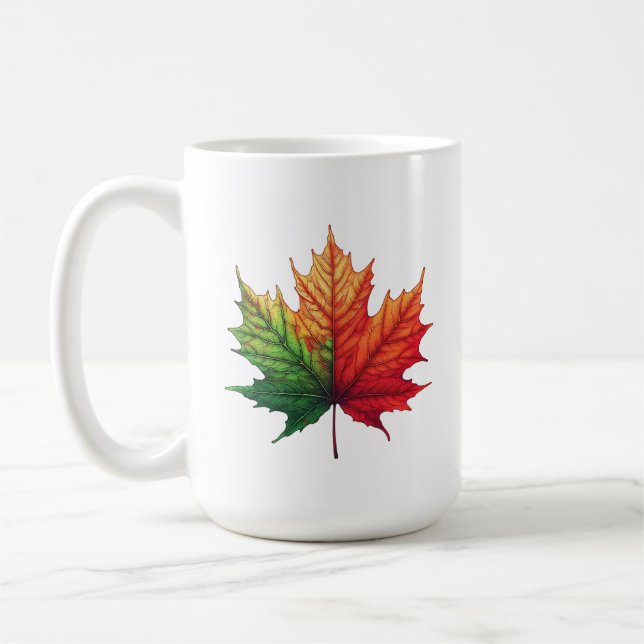 Taza De Café Maple Fall Leaf Gran Cerámica Clásica (Izquierda)