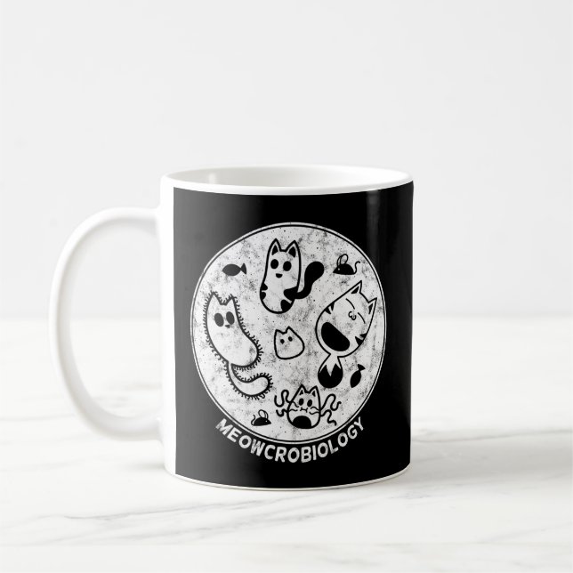 Taza De Café Maqueta de microbiología de bacterias gatas en est (Izquierda)