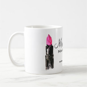 Taza De Café maquillaje de lápiz labial rosa y acuarela negra d