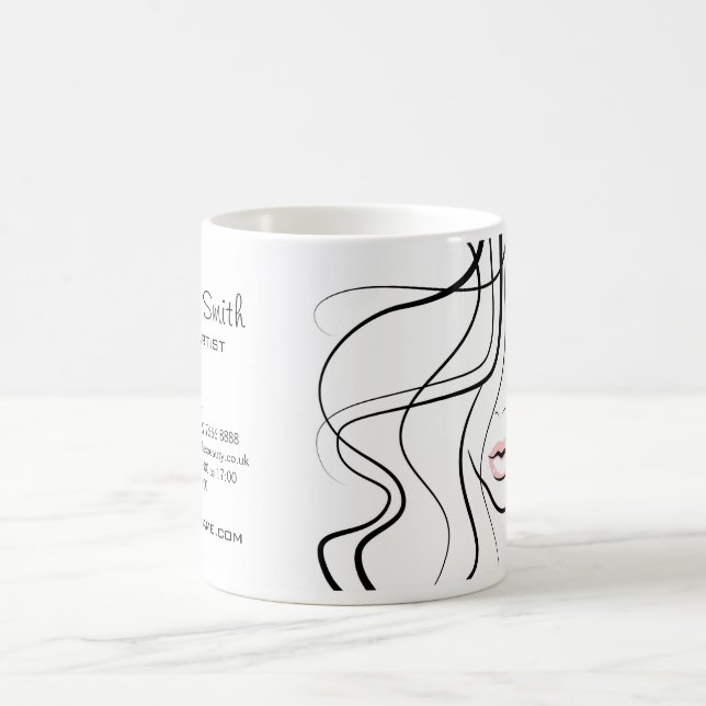 Taza De Café Maquillaje femenino elegante minimalista negro y b (Centro)