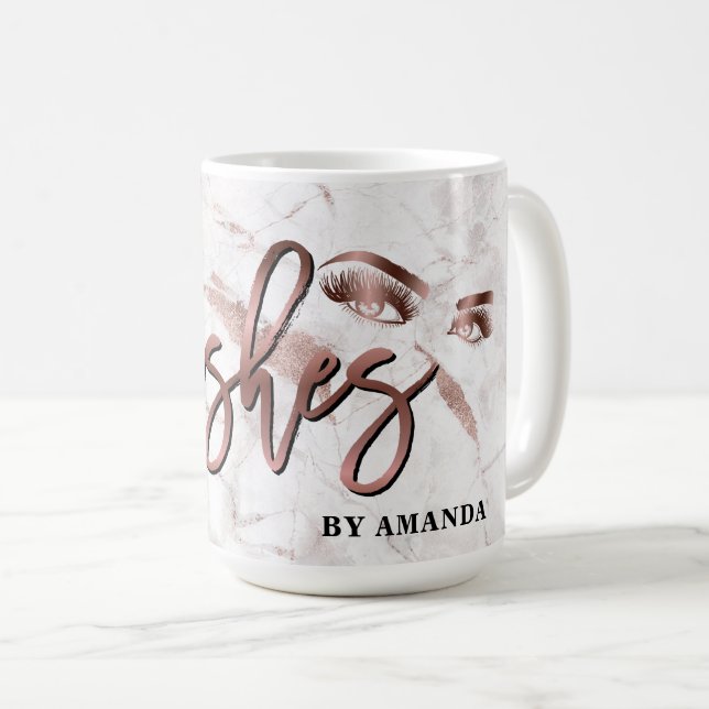 Taza De Café Maquillaje Ojos Lámparas Rosa Mármol Oro (Anverso derecho)
