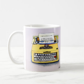 Taza De Café Máquina de escribir amarilla peculiar