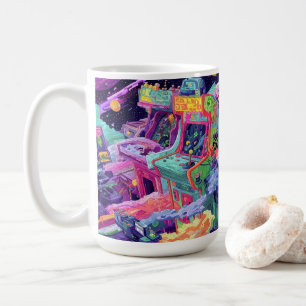 Taza De Café Máquinas Retro de Arcade en el Espacio