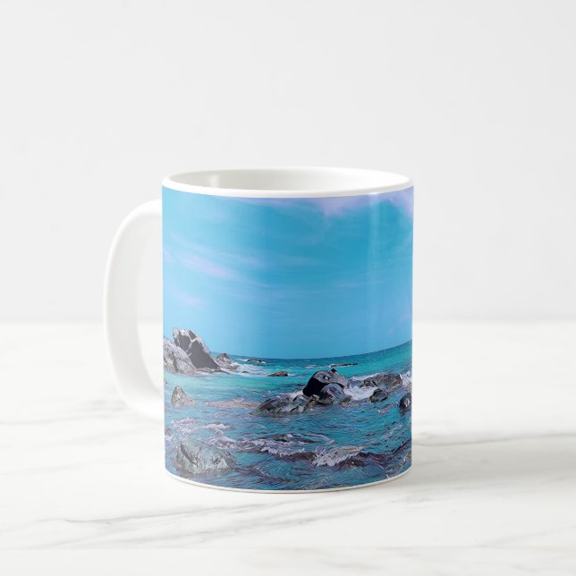 Taza De Café Mar Caribe Rocky de Aruba (Anverso izquierdo)