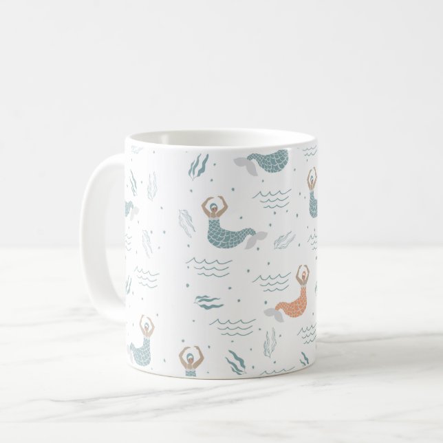 Taza De Café Mar de Ilustracion de sirena con baile lindo perso (Anverso izquierdo)