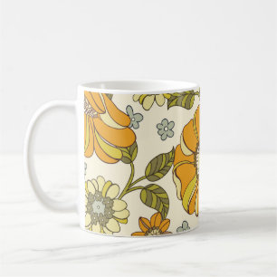 Taza De Café Mar vintage floral colorido a gran escala