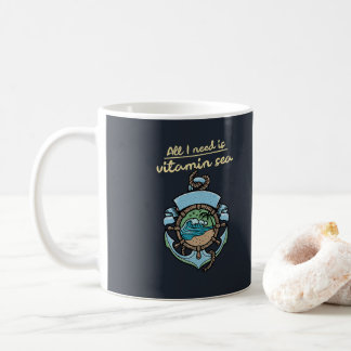 Taza De Café Mar Vitaminico Ancla Náutica Ola Cita Playa Océano