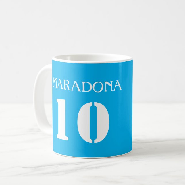 Taza De Café MARADONA 10 / NAPOLI JERSEY IMPRESO AUTOGRAFÍA Mug (Anverso izquierdo)