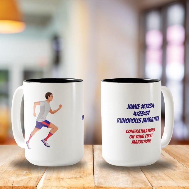 Taza De Café Maratón Nombre Tiempo y Ubicación Personalizado Ho (Subido por el creador)