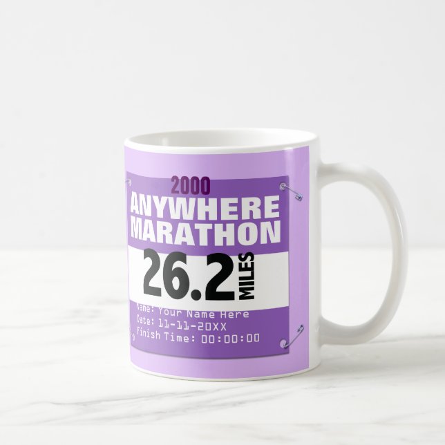 Taza De Café Maratón personalizado de la púrpura dondequiera, (Derecha)