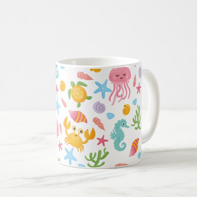 Taza De Café Maravilla marina del Océano Personalizado, verano  (Anverso derecho)