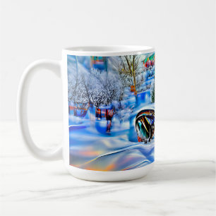 Taza De Café Maravilla surrealista de invierno con luces irland