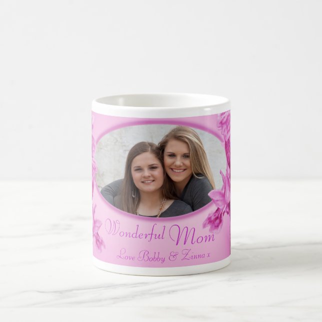 Taza De Café Maravillosa madre orquídea rosa mugre "propia foto (Centro)