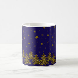 Taza De Café Maravilloso árbol de Navidad, luna, estrellas