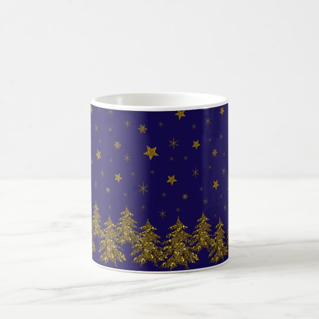 Taza De Café Maravilloso árbol de Navidad, luna, estrellas (Centro)