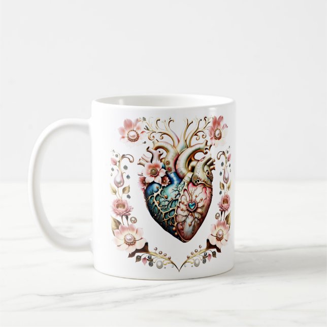 Taza De Café Maravilloso y elegante corazón noble. (Izquierda)