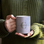 Taza De Café Marble de lavanda Lilac Elegante Nombre Monograma<br><div class="desc">Personalizado Lilac Lavender Marble Elegante Monograma Café Mug</div>
