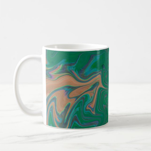 Taza De Café Marble Forms – Green & Gold Natural Flow (Izquierda)