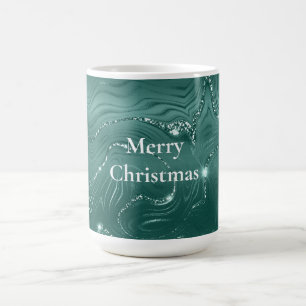 Taza De Café Marble Glitzy verde esmeralda