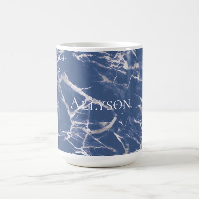 Taza De Café Marble plateado azul (Centro)