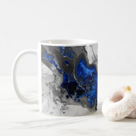 Taza De Café Marble Stone, Electric Blue, Black, Grey printed
