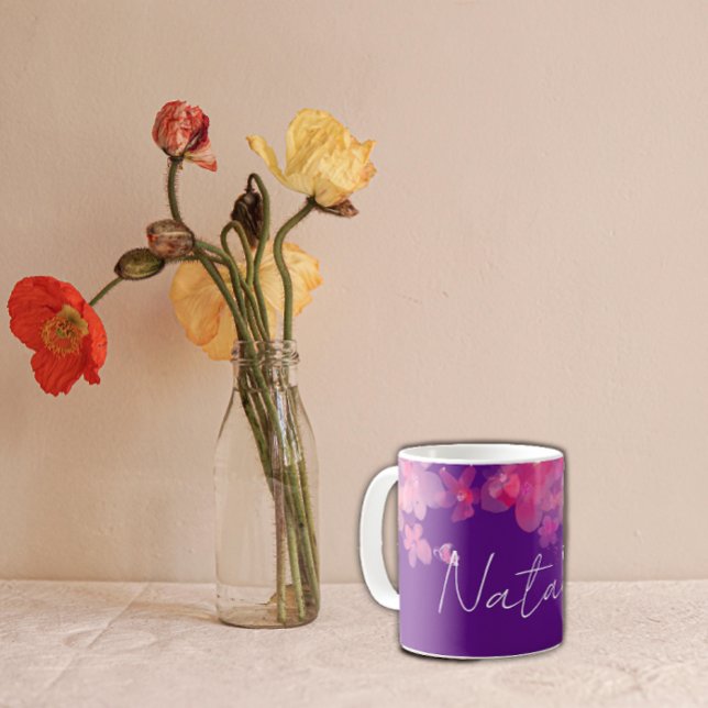Taza De Café Marca acuarela floral púrpura (Subido por el creador)