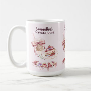 Taza De Café Marca de Café Patisserie Acuarela Rosa Rubor