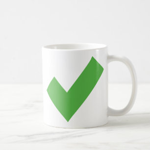 TAZA DE CAFÉ MARCA DE VERIFICACIÓN VERDE SÍMBOLO CORRECTO