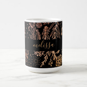 Taza De Café Marca floral de oro de Cute Girly Rosa