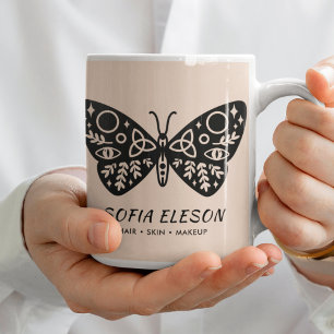 Taza De Café Marca Rubor rosa de mariposa negra femenina