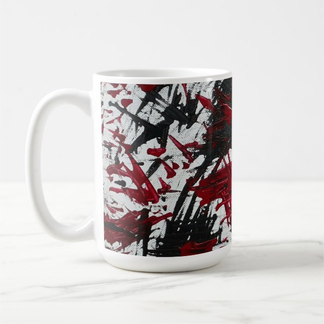 Taza De Café Marcas abstractas en negro y rojo (Izquierda)