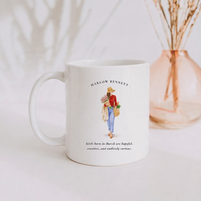 Taza De Café March Birth Month Girl | Monogram  (Subido por el creador)