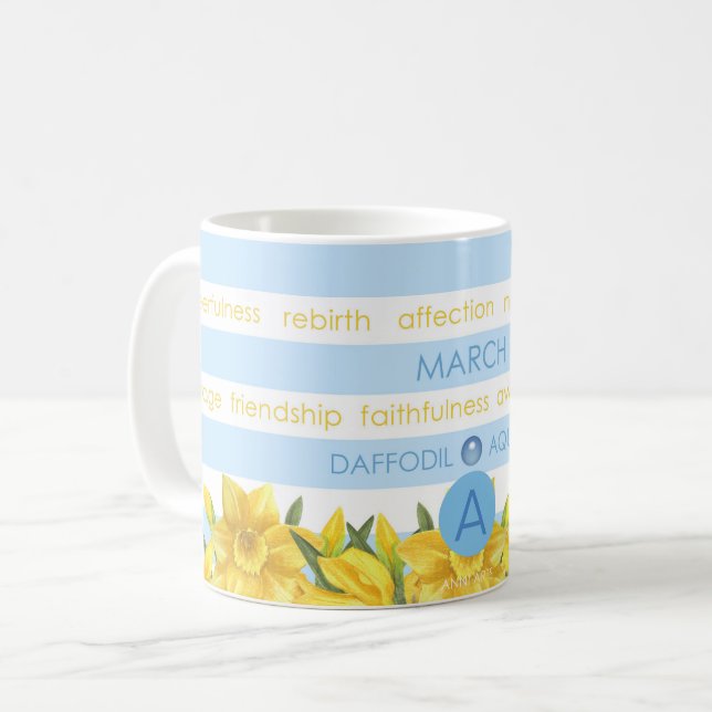 Taza De Café Marcha de las Flores de Nacimiento y Gem Stripe Mu (Anverso izquierdo)