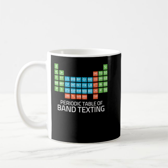Taza De Café Marching Band Periodic Table of Band Texting Eleme (Izquierda)