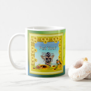 Taza De Café Marco amarillo de la foto del girasol de la sol