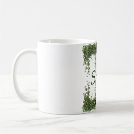 Taza De Café Marco Botánico de Hiedra Verde Elegante Personaliz